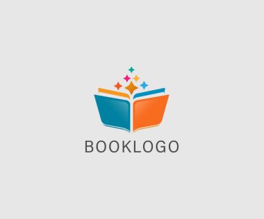 Vektör kitabı logo tasarım şablonu çizimi