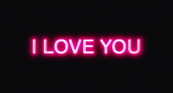 Vereinzelte bunte Neon-Symbol-Form-Zeichen-Text Ich liebe dich. Bright Multicolor Glow Ziffern Neujahr Flimmern und Glühen. Farbiges Neonlicht Form Party Eleganz — Stockvideo