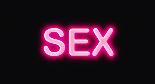 Isolerade färgglada Neon Symbol Form tecken Text Sex. Ljusa flerfärgad glöd siffror nyår flimmer och glöd. Färgad Neon Light Form Party Elegans — Stockvideo