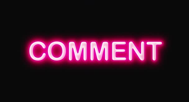 Kommentar knallrotes Neonwort für soziale Netzwerke Internet Community Kommunikation Motion Design — Stockvideo