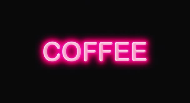 Kaffee rot hell blinkende Textnachricht Beschriftung für Café-Schild Werbung Motion Design — Stockvideo