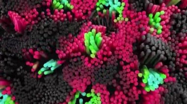 Üst görünüm çok renkli silindir gölgeleyici dalga görsel ekstrüzyon etkisi geometrik desen 3d animasyon