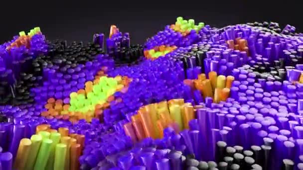 Циліндрична шейдерна хвиля барвиста випадкова абстрактна структура 3d анімація дизайну руху — стокове відео