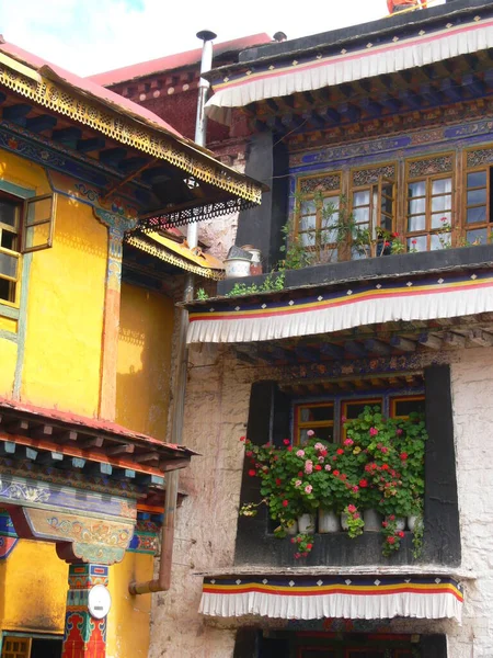 Traditionella Färgstarka Byggnader Lhasa Tibet — Stockfoto