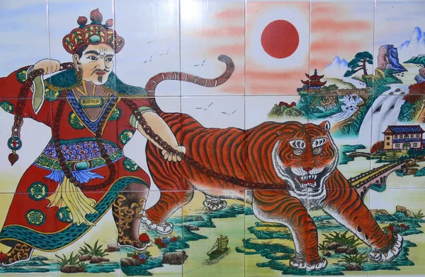 Pittura Piastrelle Norbulingka Giardino Del Tesoro Lhasa Tibet — Foto Stock