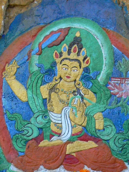 Peinture Murale Dans Sanctuaire Bouddhiste Potala Palace Lhassa Tibet — Photo