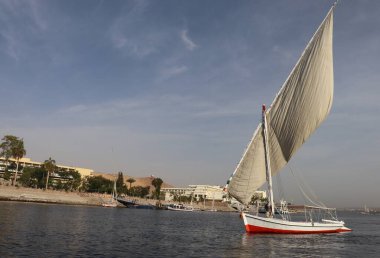 Nil nehrinin üzerinde beyaz erkek teknesi