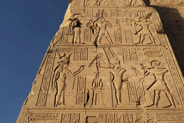 Belas Esculturas Parede Faraônica Templo Kom Ombo Assuão Egito — Fotografia de Stock