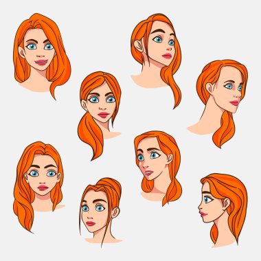 Şirin kız gülümsüyor, tasarım için çizim yapıyor, vektör çizimi yapıyor.