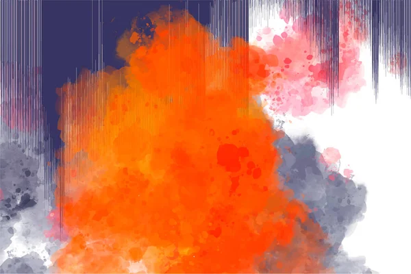 Blue Orange Watercolor Background White Canvas Minimalist Graphic Linear Background — Stock Vector