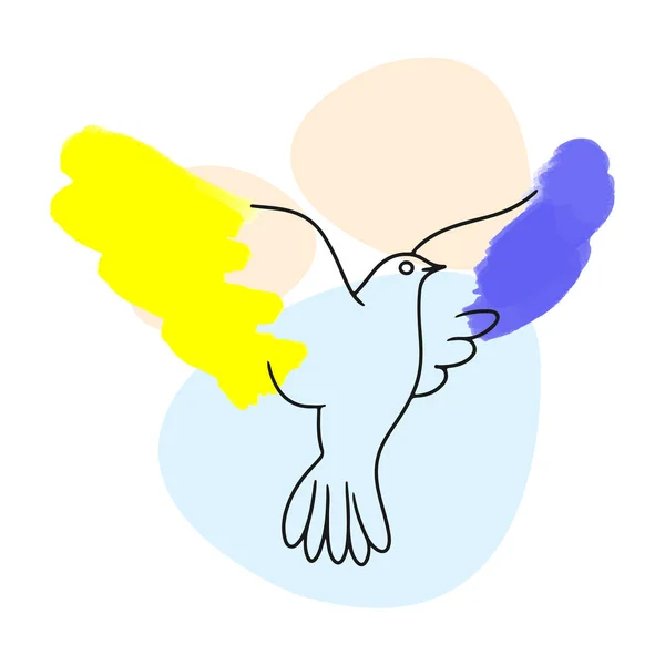 Colombe Oiseau Paix Symbolisme Ukrainien Ukraine Drapeau Pays Aquarelle Bleue — Image vectorielle