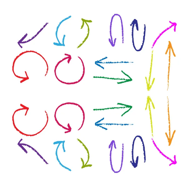 Signos Símbolos Flecha Circular Abajo Arriba Dibujado Lápiz Mano Alzada — Archivo Imágenes Vectoriales