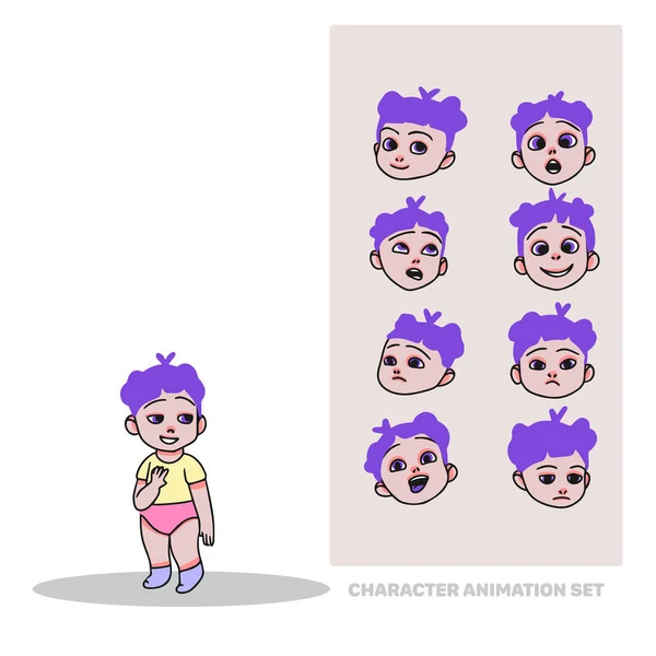 Character Animation Set Little Girl Baby Full Length People Creation — Vettoriale Stock