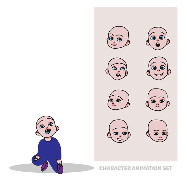 Character Animation Set Little Boy Child Full Length People Creation — Archivo Imágenes Vectoriales