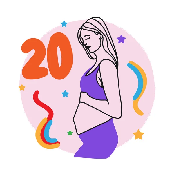 Pregnancy Term Counting Weeks Pregnant Girl Big Belly Expectant Mother — Stockvector