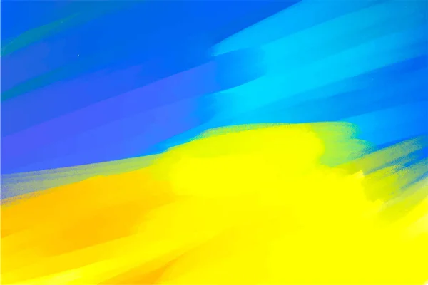 Blue Yellow Background Ukrainian Flag Smears Paint Canvas Acrylic Background — стоковый вектор