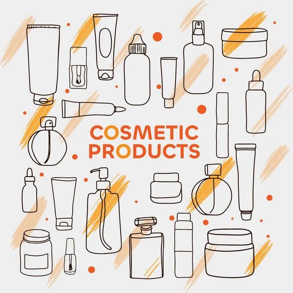 Set Cosmetic Products Skin Hair Cosmetic Jars Tubes Bottles Vector — Stock Vector