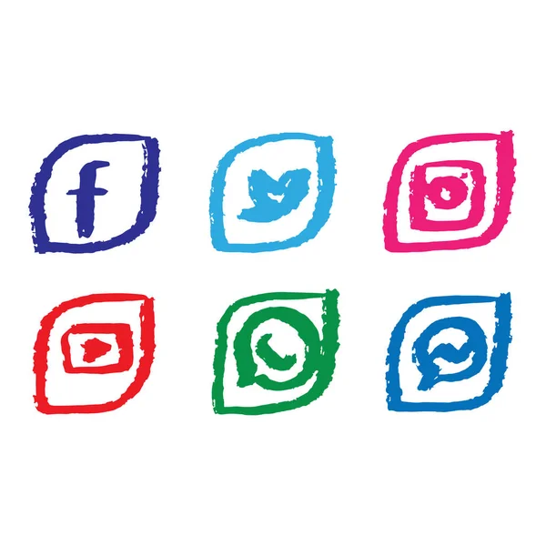 Modern Collection Logos Most Popular Icons Social Networks Painted Acrylic —  Vetores de Stock