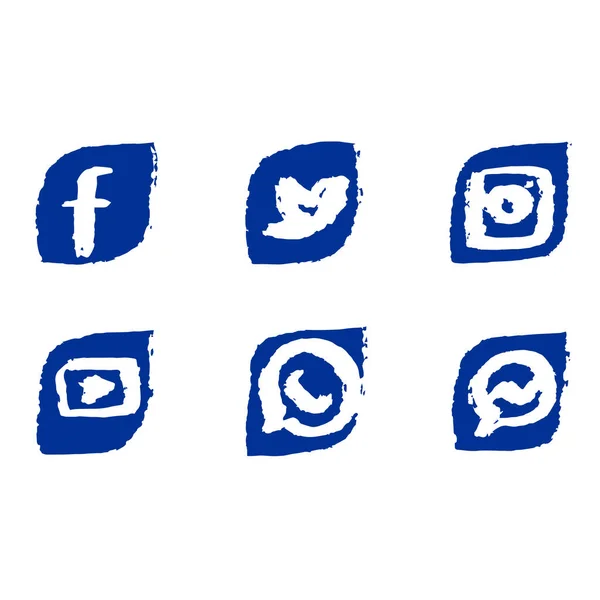 Moderne Collectie Logo Van Meest Populaire Social Media Iconen Getekend — Stockvector