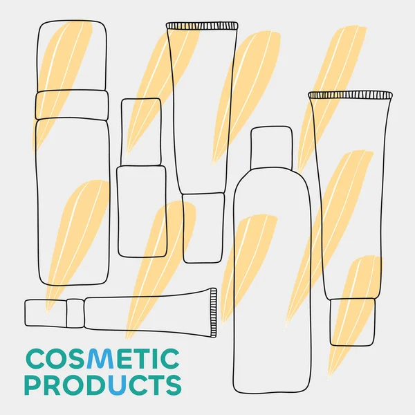 Set Cosmetic Products Skin Hair Cosmetic Jars Tubes Bottles Vector — Stock Vector