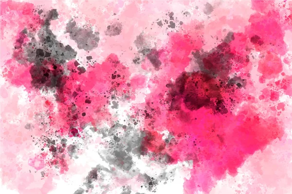 Watercolor Background White Canvas Pink Black Colors Minimalist Splashes Strokes — Stock Vector