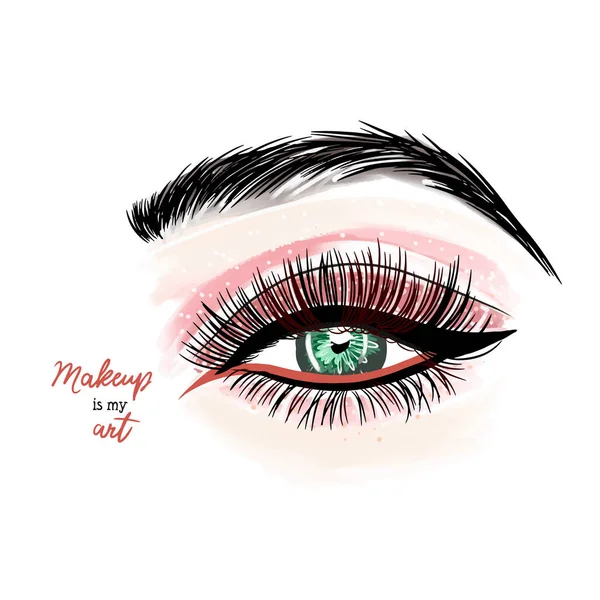 Eye Makeup Makeup Art Handwritten Lettering Eyeshadow Beautiful Eyebrows Fashion — Vettoriale Stock