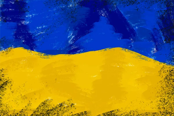 ウクライナの旗 アクリル絵具 擦り傷のあるグランジ 愛国的な色 ブラシストローク 手作り — ストックベクタ