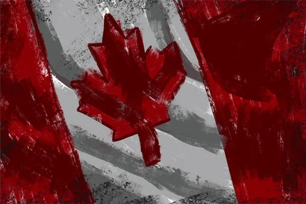Flagge Von Kanada Acrylmalerei Grunge Mit Abschürfungen Patriotische Farben Pinselstriche — Stockvektor
