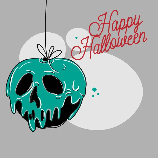 Wesołego Halloween Ręcznie Pisane Cytaty Jabłko Postaci Czaszki Linie Rysunek — Wektor stockowy