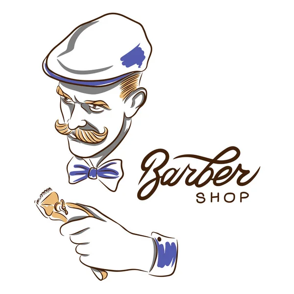 Barber Shop Man Mustache Hair Cutting Accessories Beauty Salon Decoration — Stock Vector