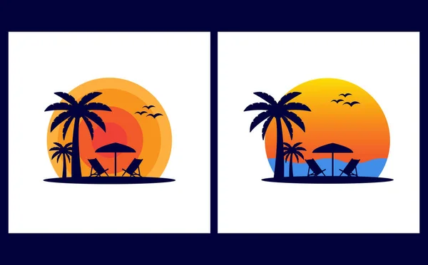 Beach Logo Beach Illustration Summer Vector Design — Wektor stockowy