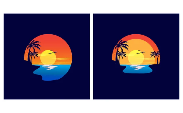 Beach Logo Beach Illustration Summer Vector Design — Wektor stockowy