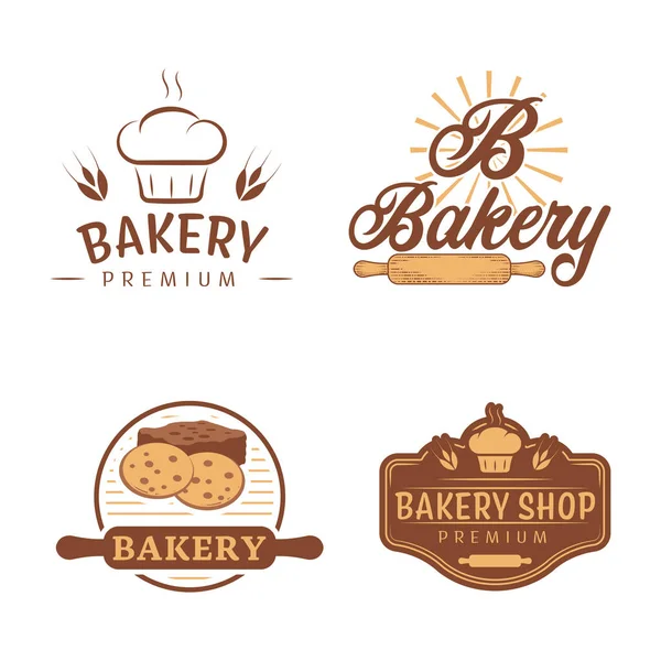 Bakery Logo Set Vintage Style Perfect Logos Labels Badges — Stock Vector