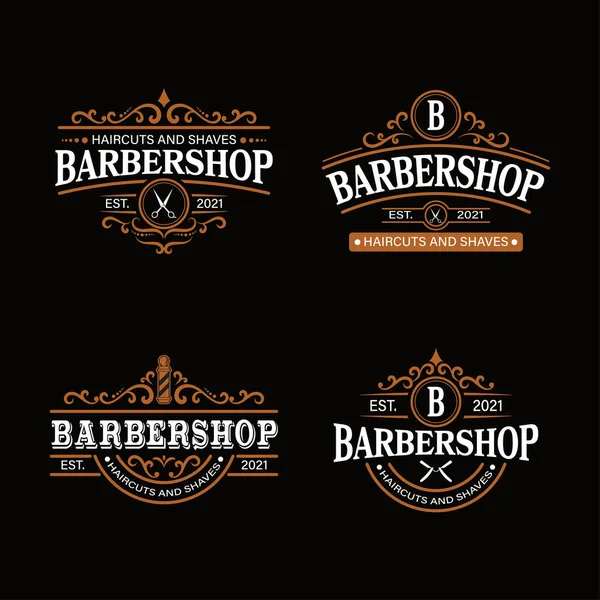 Λογότυπο Barbershop Vintage Στυλ Ιδανικό Για Λογότυπα Ετικέτες Κονκάρδες — Διανυσματικό Αρχείο