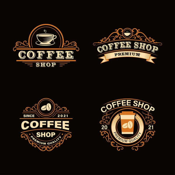 coffee shop logo set in vintage style. Perfect for logos, labels, badges.