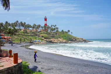 Siyah kumlu sahil Kerala Hindistan Trivandrum