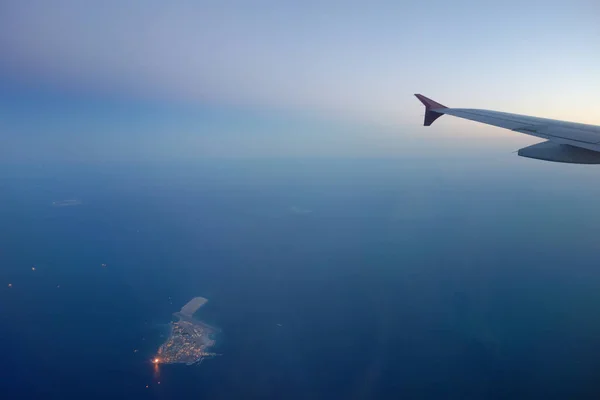 Blick Aus Dem Flugzeugfenster Luftaufnahme — Stockfoto