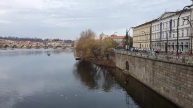 a view of the city of Prague, view on the bridge across the river, travel, tourism 