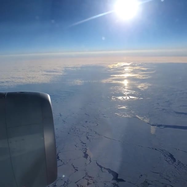 View Airplane Window Plane View Ice Ground Flying — Wideo stockowe