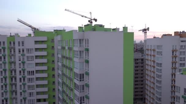 Magnifique Coucher Soleil Vue Sur Les Bâtiments Immeuble Résidentiel Moderne — Video