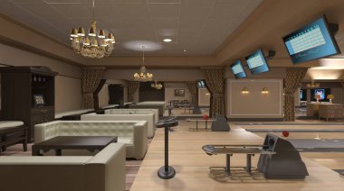 Bowling iç mekan 3 boyutlu resim yok.