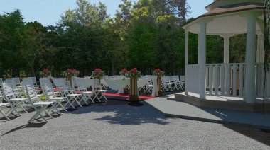 Güzel bahçe düğün etkinliği 3 boyutlu illüstrasyon