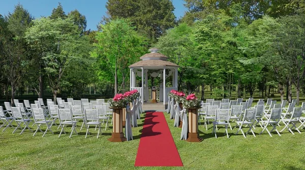 Güzel bahçe düğün etkinliği 3 boyutlu illüstrasyon