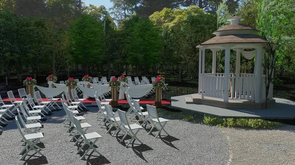 Güzel bahçe düğün etkinliği 3 boyutlu illüstrasyon