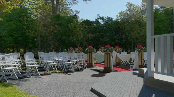 Beautiful garden wedding ceremony event 3d illustration — Stock Fotó