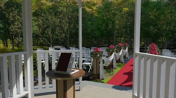 Beautiful garden wedding ceremony event 3d illustration — Stock Fotó