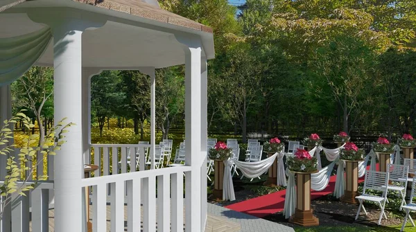 Güzel bahçe düğün etkinliği 3 boyutlu illüstrasyon