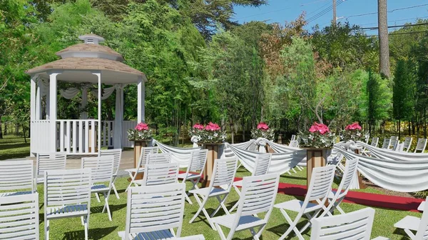 Güzel bahçe düğün etkinliği 3 boyutlu illüstrasyon