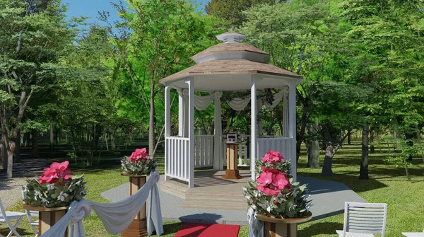 Güzel bahçe düğün etkinliği 3 boyutlu illüstrasyon