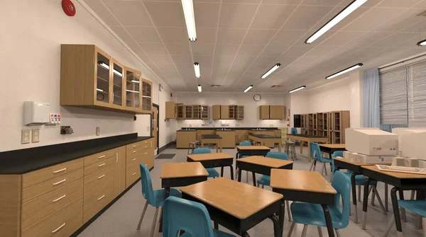 Okulun 3 boyutlu resim sınıfında öğrenci ve öğretmen yok.
